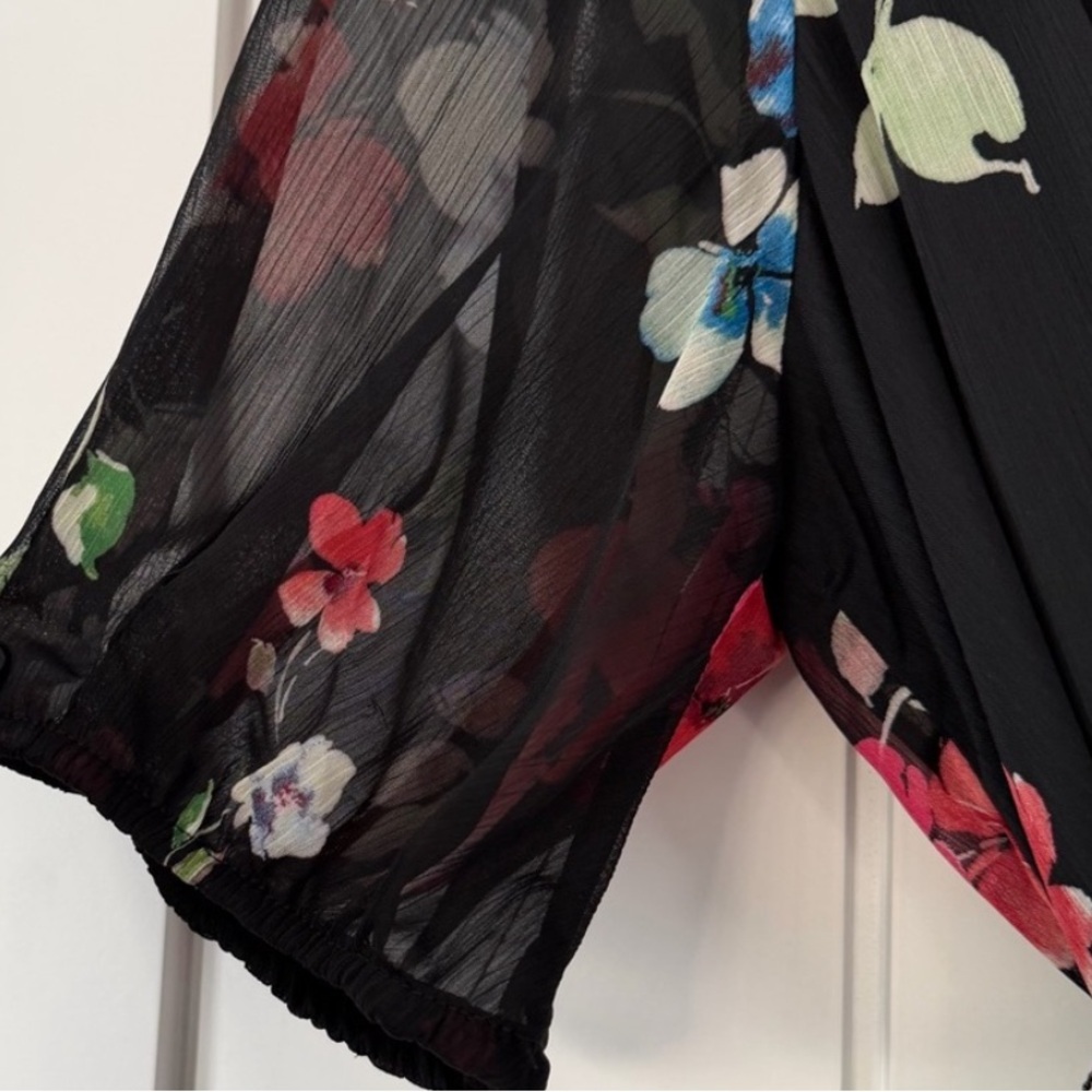 DKNY Women's Black
Floral-Print Ruffled Hem Puff Sleeve Midi
Dress Size 14W NWT - Picture 11 of 16